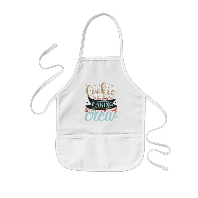Festive cookie baking crew Christmas word art Kids' Apron (Front)