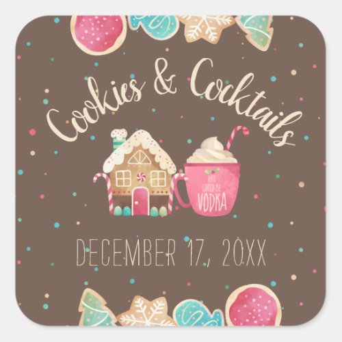 Festive Cookie Swap and Cocktail Party Theme Square Sticker