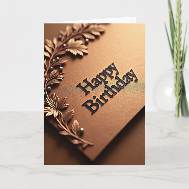 Festive Copper Botanical Card (Front)