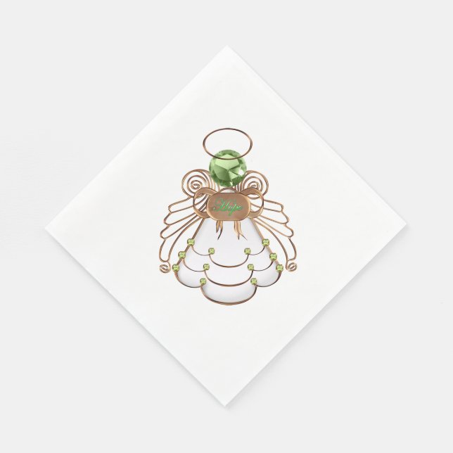 Festive Copper & Green - Christmas Angel of Hope Paper Napkins (Corner)