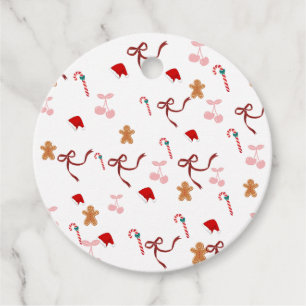 Festive Coquette Ribbon Round Christmas favor tags