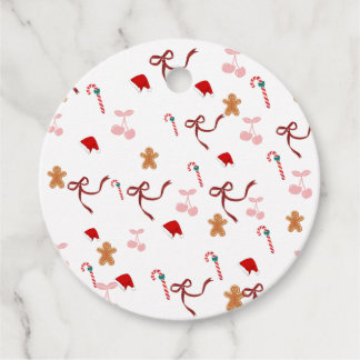Festive Coquette Ribbon Round Christmas favor tags