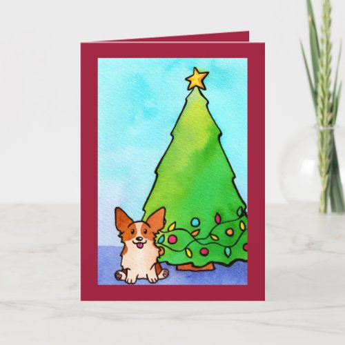Festive Corgi Decorator Christmas Card