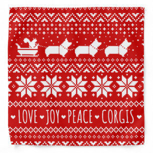 Festive Corgis Christmas Holiday Pattern Xmas Bandana