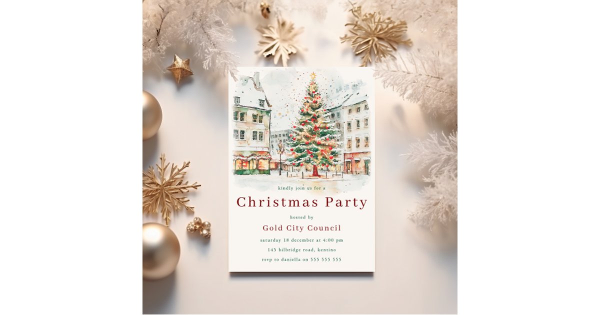 Festive Corporate Office Council Christmas Party Invitation | Zazzle