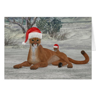 Festive Cougar And Cub Cards