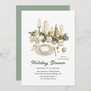 Festive Country Boho Christmas Holiday Dinner Invitation