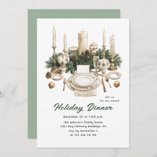 Festive Country Boho Christmas Holiday Dinner Invitation