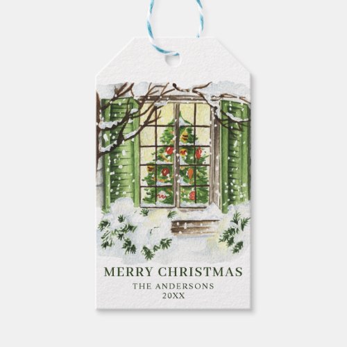 Festive Country Christmas House Holiday Party Gift Tags