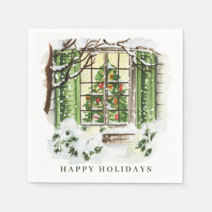 Festive Country Christmas House Holiday Party Napkins