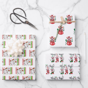 festive Country Christmas pigs tiled Wrapping Paper Sheets