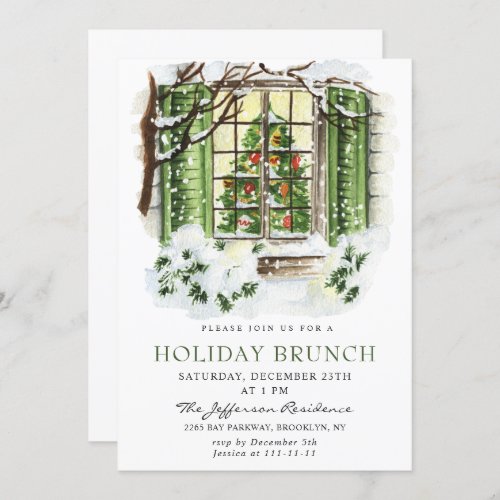 Festive Country Holiday Christmas HOLIDAY BRUNCH Invitation