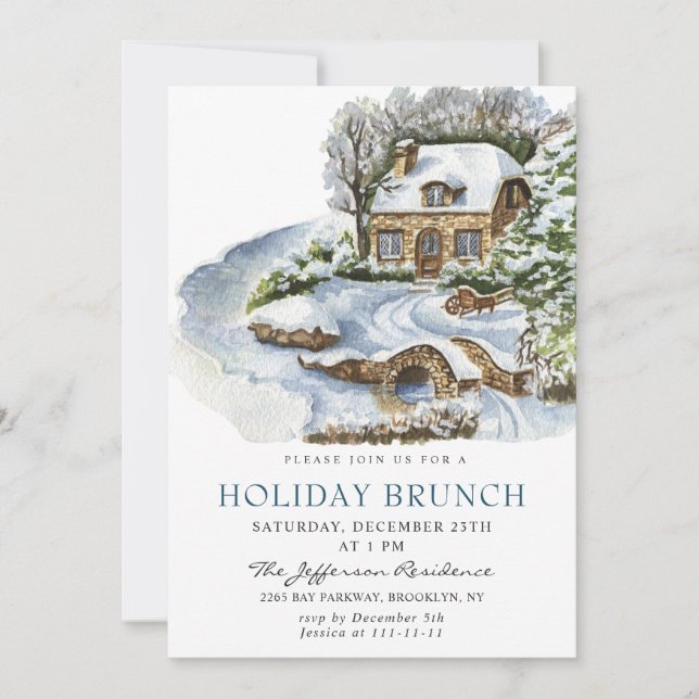 Festive Country Holiday Christmas HOLIDAY BRUNCH Invitation (Front)