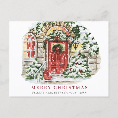 Festive Country Holiday House Christmas Corporate Postcard