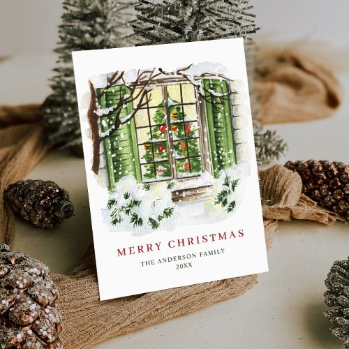 Festive Country Holiday House Christmas Greeting Postcard