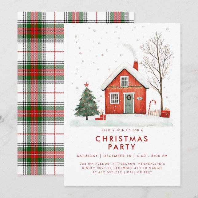 Festive Country Home Christma House Invitation (Front/Back)