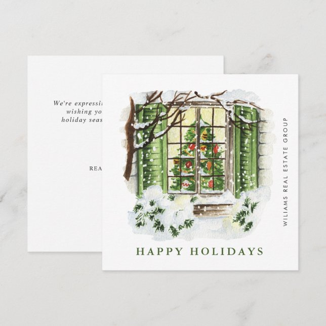 Festive Country House Christmas Corporate Greeting Holiday Card (Front/Back)