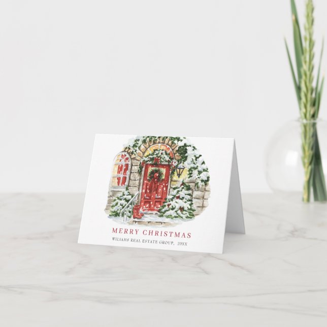Festive Country House Christmas Corporate Greeting Holiday Card (Front)