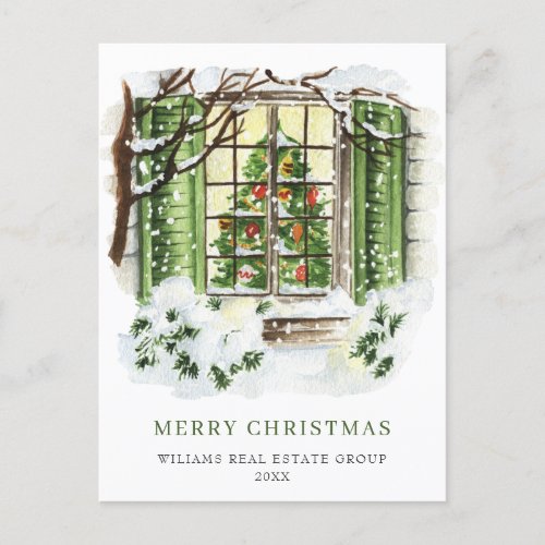 Festive Country House Christmas Corporate Greeting Holiday Postcard