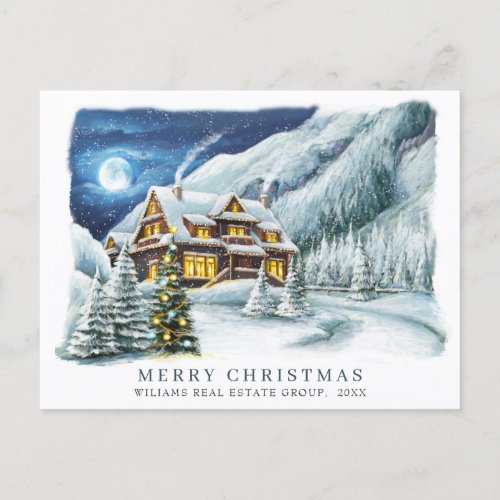 Festive Country House Christmas Corporate Greeting Holiday Postcard
