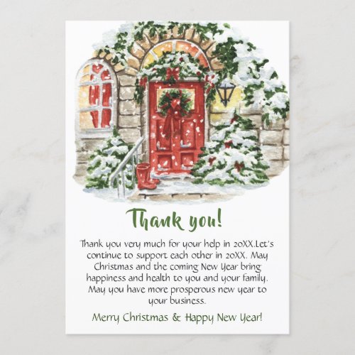 Festive Country House Christmas Corporate Holiday Thank You Card