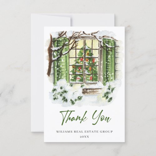 Festive Country House Christmas Corporate Holiday Thank You Card