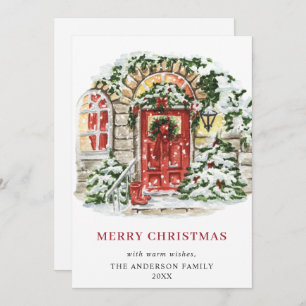 Festive Country House Christmas Greeting Holiday Card