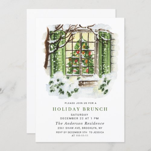 Festive Country House CHRISTMAS HOLIDAY BRUNCH Invitation