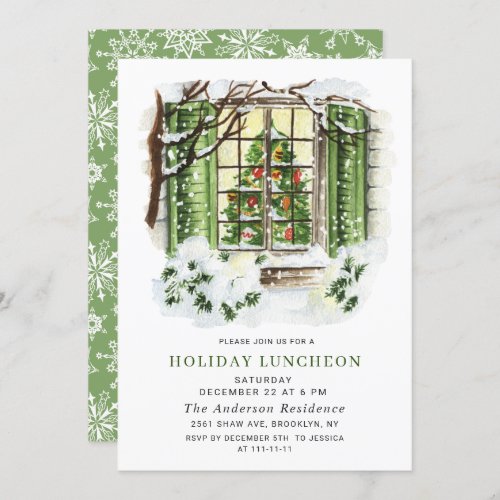 Festive Country House CHRISTMAS HOLIDAY LUNCHEON Invitation