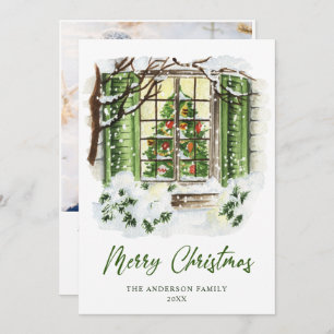 Festive Country House Christmas House Greeting Holiday Card