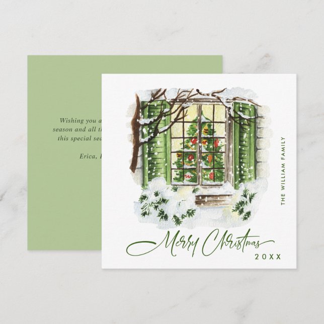 Festive Country House Christmas House Greeting Holiday Card (Front/Back)