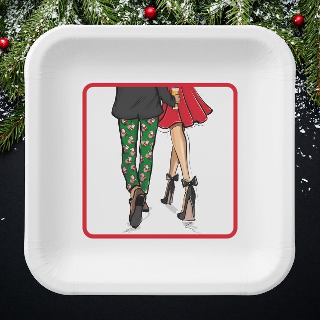 Festive Couple Christmas Party Paper Plates (Creator Uploaded)