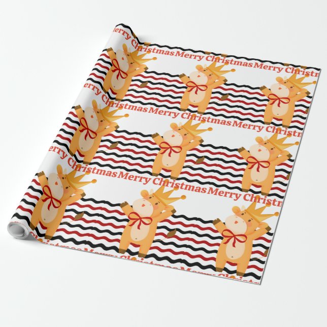Festive Cow Christmas Pretty And Elegant Wrapping Paper (Unrolled)