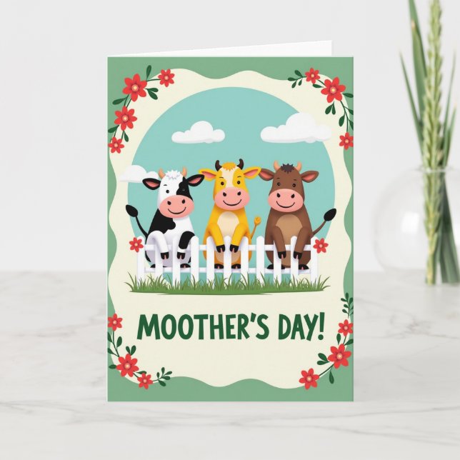 Festive Cows Mothers Day Card (Front)