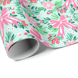 Festive Cozy Bows Holiday Christmas Wrapping Paper