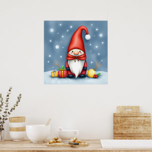 Festive cozy christmas gnome in Disguise  Poster