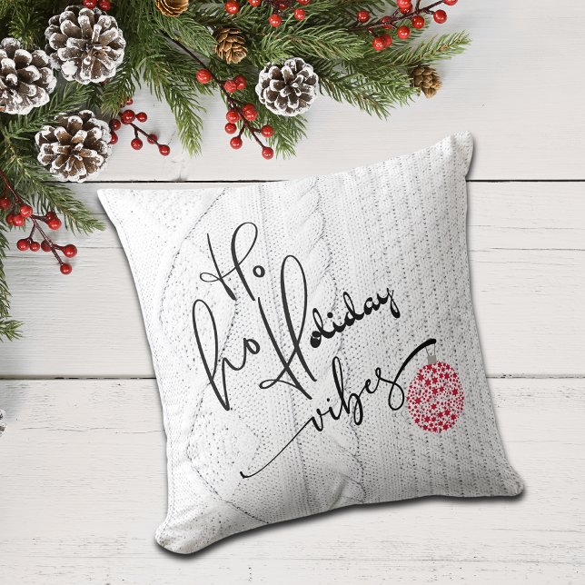 Festive Cozy Cream Sweater Texture Holiday Vibes Throw Pillow (Creator Uploaded)