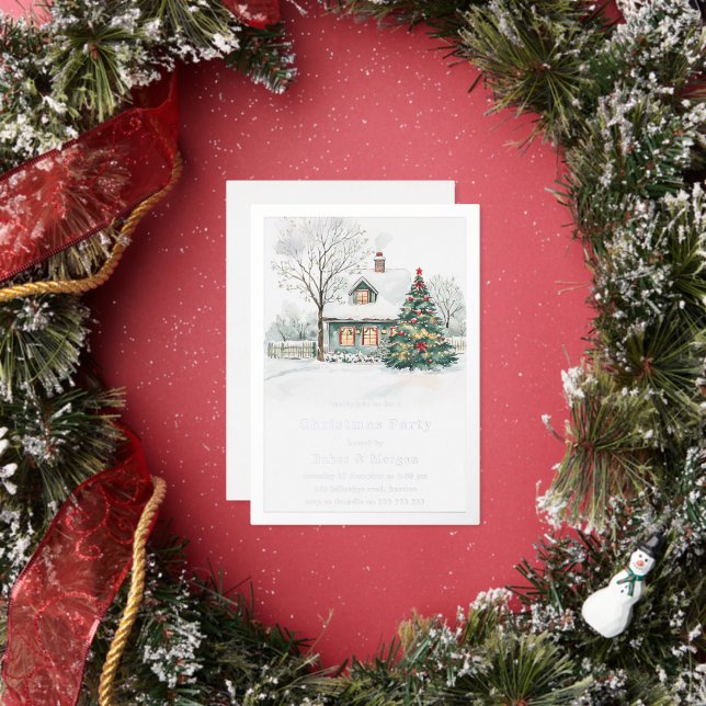 Festive Cozy Silver Foil Christmas Party Invitation (Insitu)