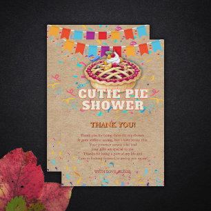 Festive Craft Cutie Pie Party Baby Shower Thank You Card