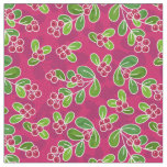 Festive Cranberry Foliage Pattern, Fuchsia  Fabric