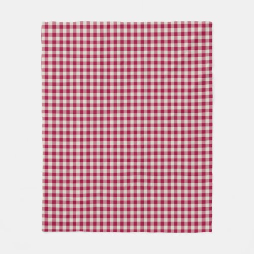 Festive Cranberry Red Gingham Plaid Rustic Holiday Fleece Blanket