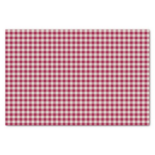 Festive Cranberry Red Gingham Plaid Rustic Holiday Tissue Paper