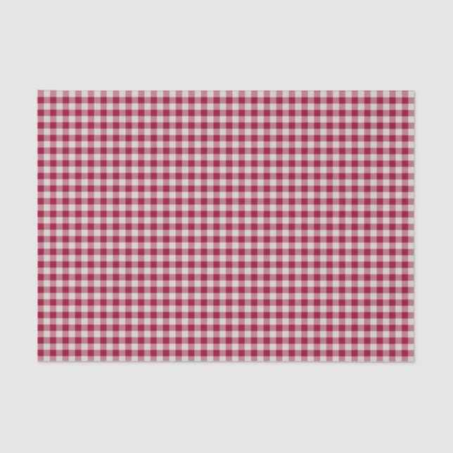 Festive Cranberry Red Gingham Plaid Rustic Holiday Tissue Paper (Front)