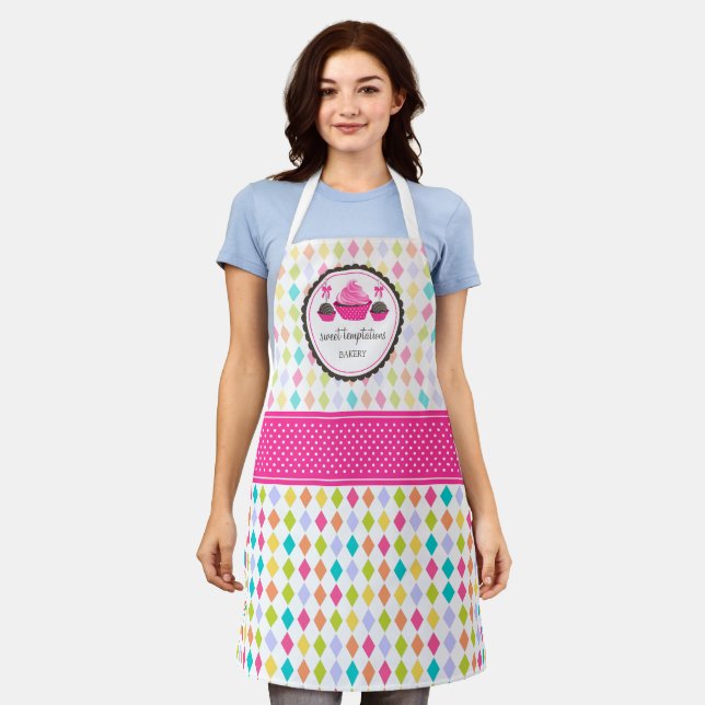 Festive Cupcake and Cake Pops Apron (Worn)