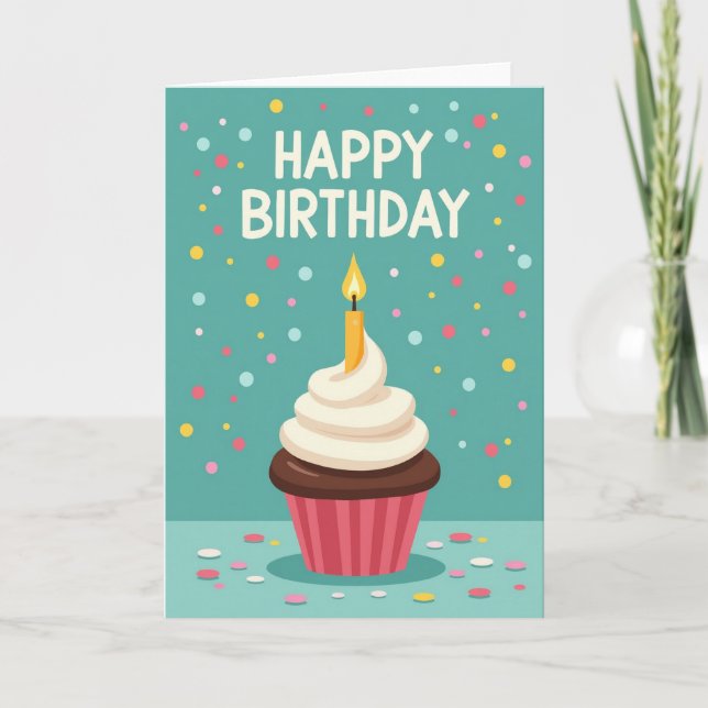 Festive Cupcake Birthday Card (Front)
