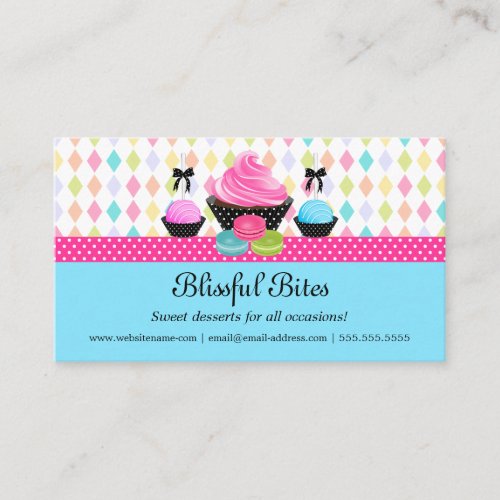 Festive Cupcake Cake Pops Macaron Business Card