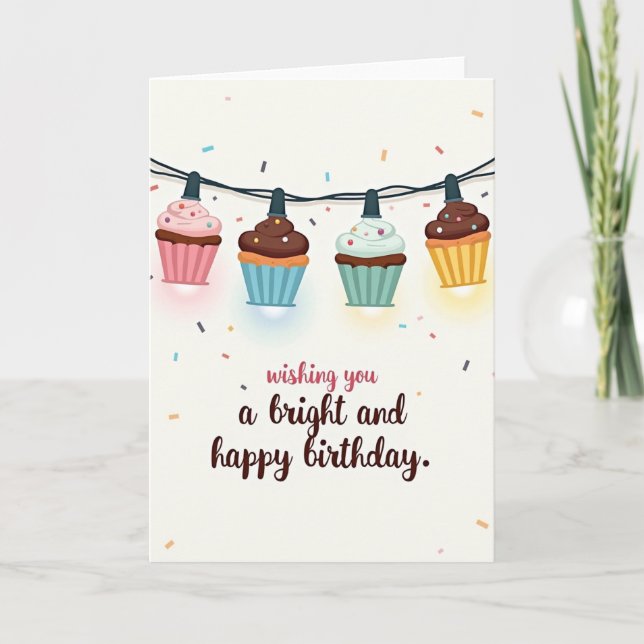 Festive Cupcake Light Card (Front)
