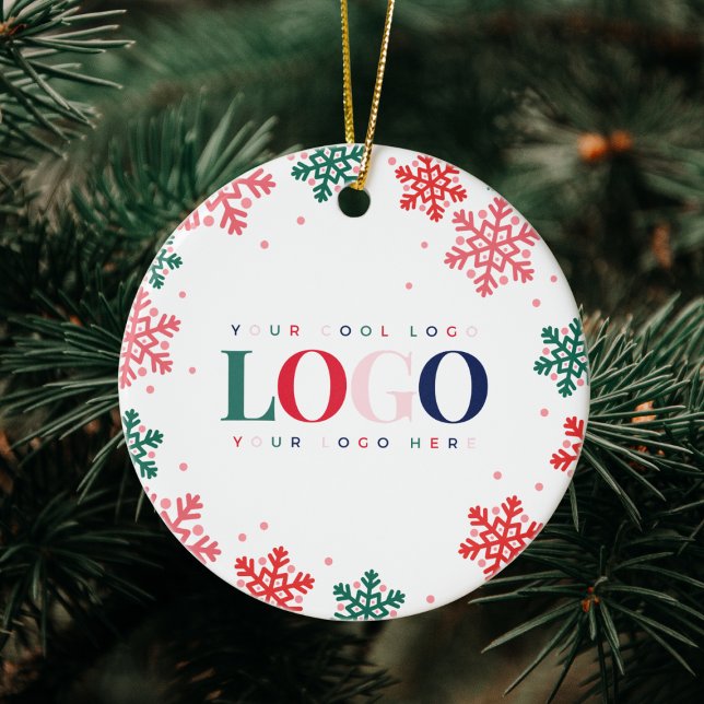 Festive Custom Company Business Logo Christmas     Ceramic Ornament (Creator Uploaded)