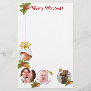 Festive Custom Photos Christmas Stationery