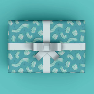 Festive Cute Blue Christmas Wrapping Paper